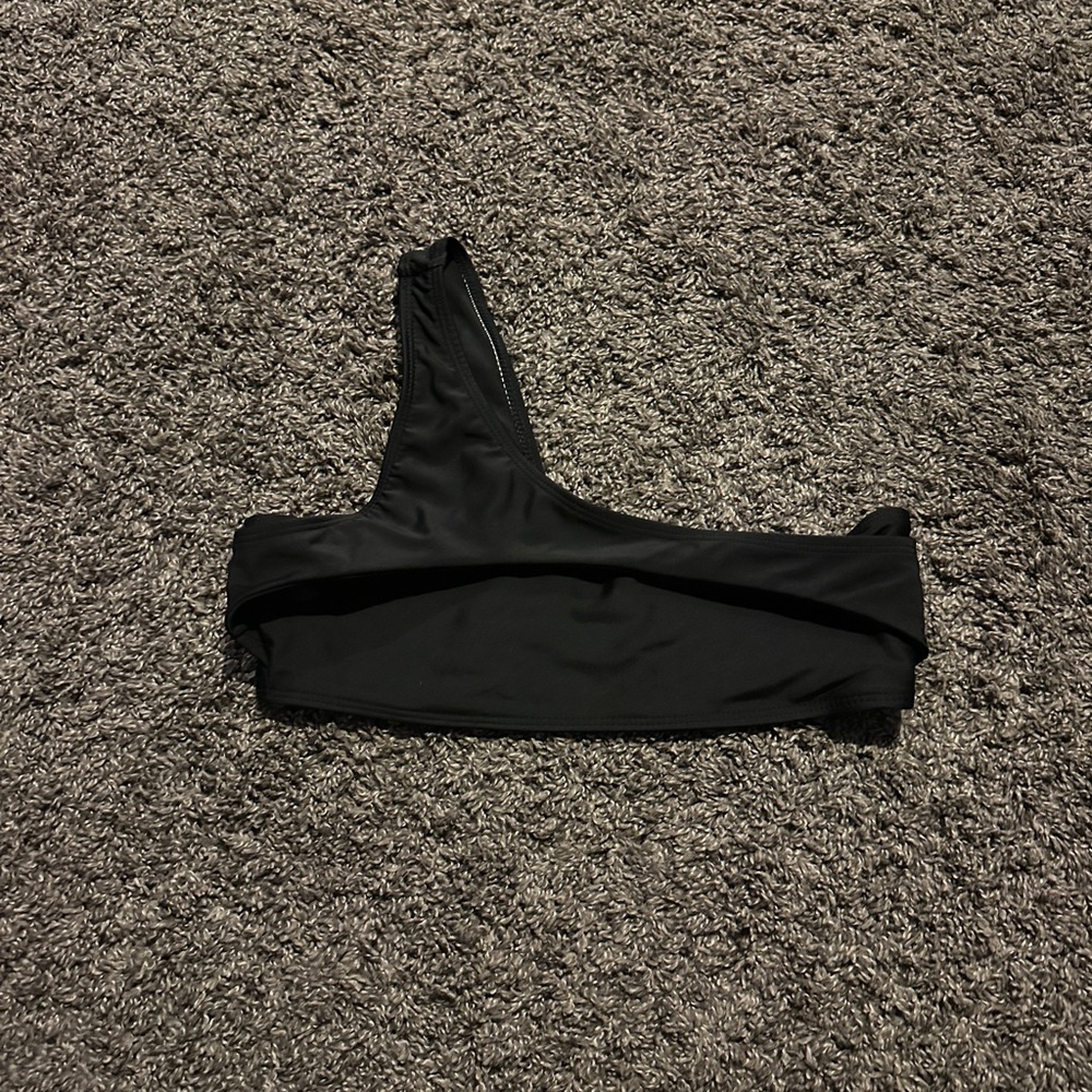 Black One-Shoulder Swim Top
